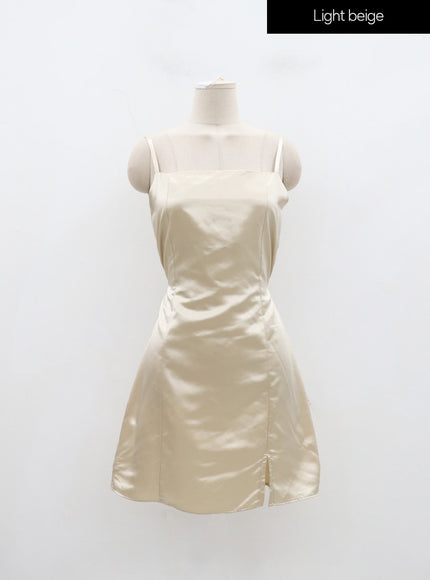 Satin Slit Sleeveless Mini Dress ID30