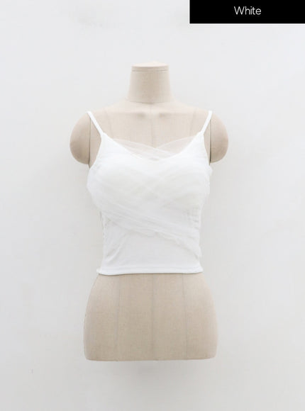 Mesh Detail Crop Sleeveless Top IN25