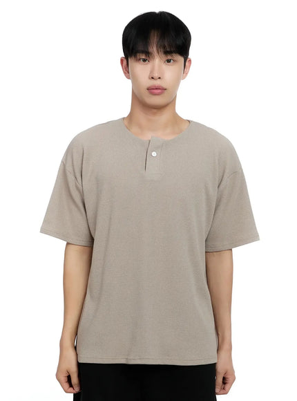 Men's Textured Henley T-shirt IG520