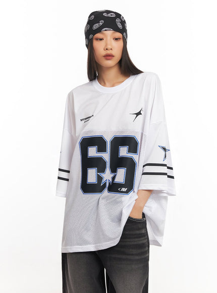 Oversized Mesh Graphic Tee IA504