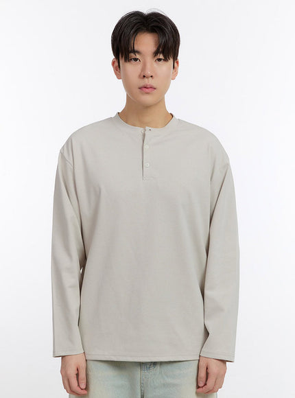 Men's Half-Buttoned Long-Sleeve T-Shirt IF528