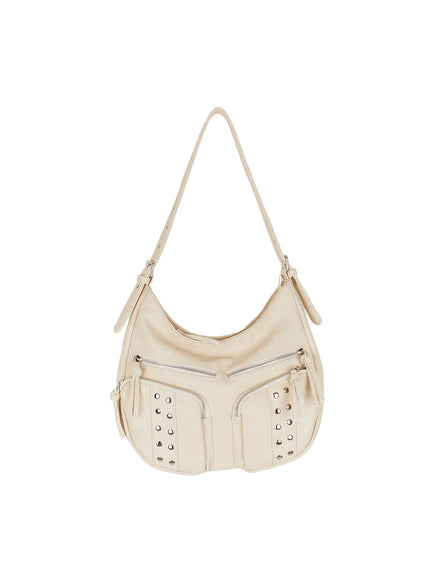 Stud Pocket Faux-Leather Shoulder Bag IY502