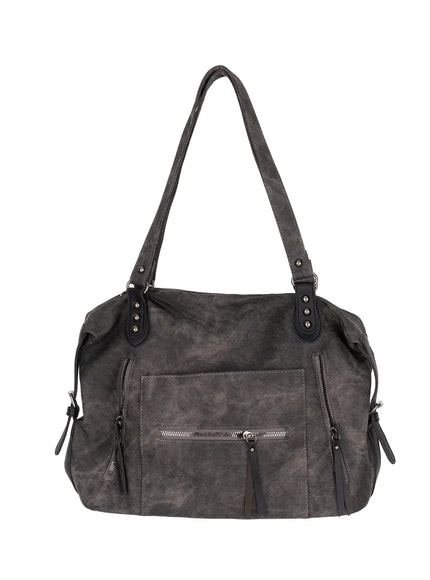 Vintage Leather Accent Shoulder Bag IM530