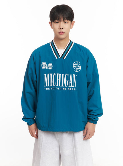 Men's Graphic V-Neck Windbreaker Sweatshirt  IM528