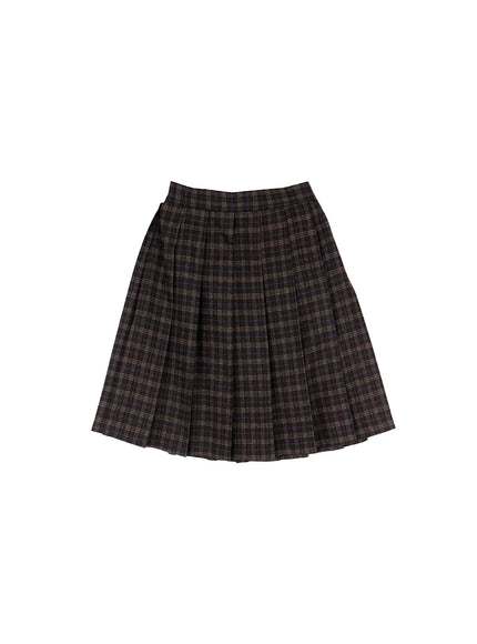 Plaid Pleated Midi Skirt IJ502