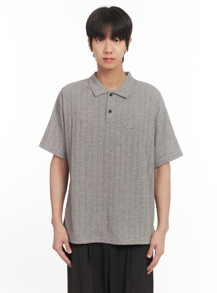 Men's Loose-Fit Collared Ribbed T-Shirt IA510