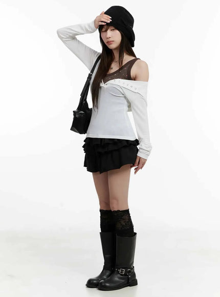 v-neck-button-slim-hooded-top-ij516