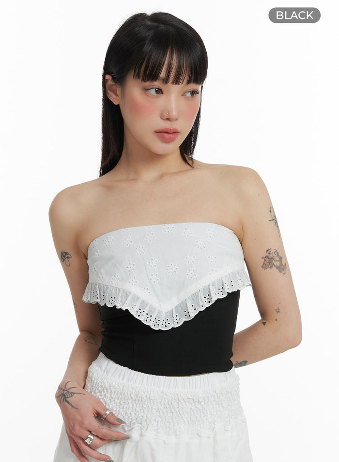 lace-tube-top-if423 / Black