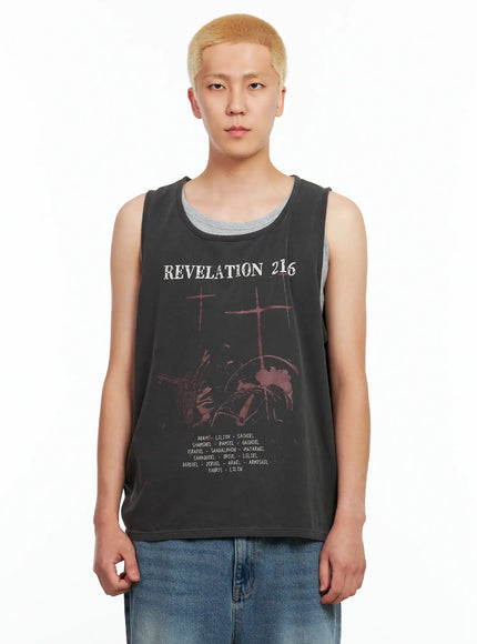 mens-graphic-sleeveless-top-il511 / Dark gray