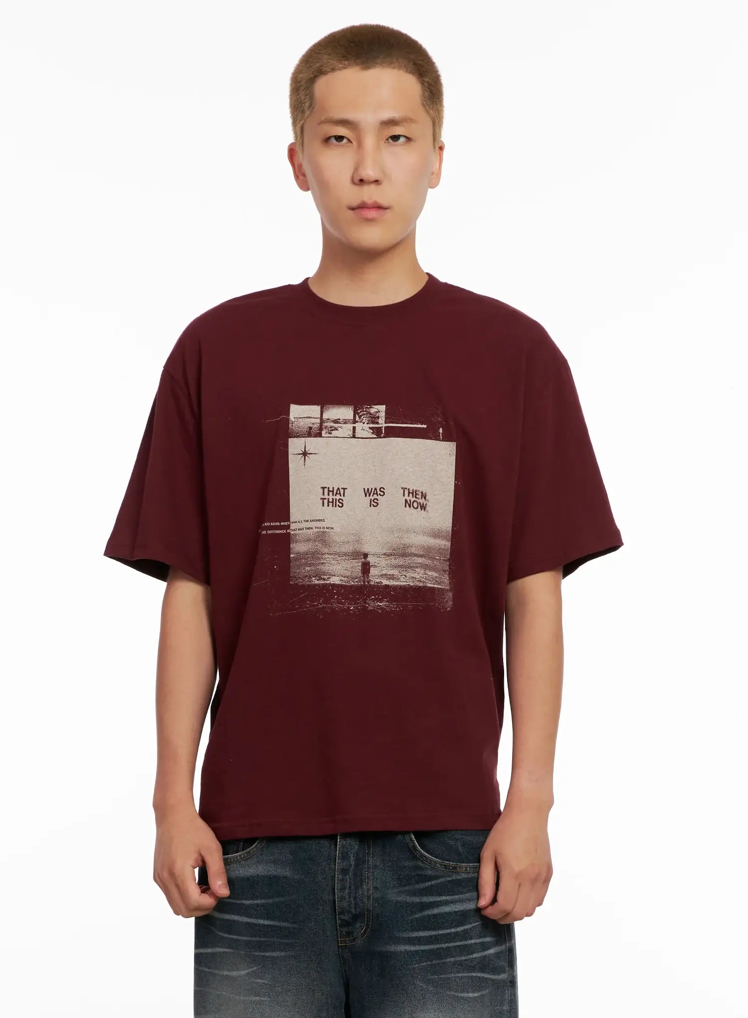 mens-retro-graphic-tee-il518 / Dark red