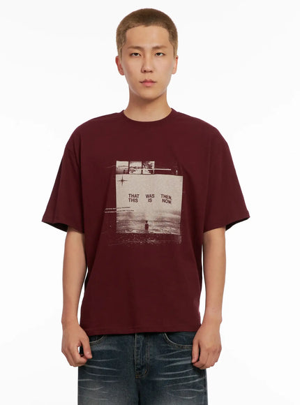 mens-retro-graphic-tee-il518 / Dark red