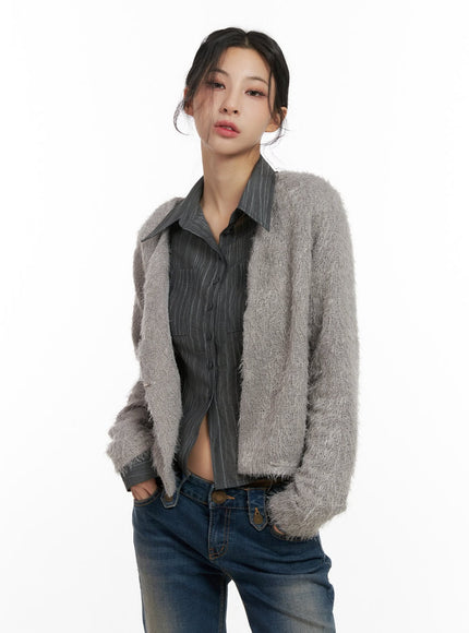 slim-fit-crop-cardigan-cn416 / Gray