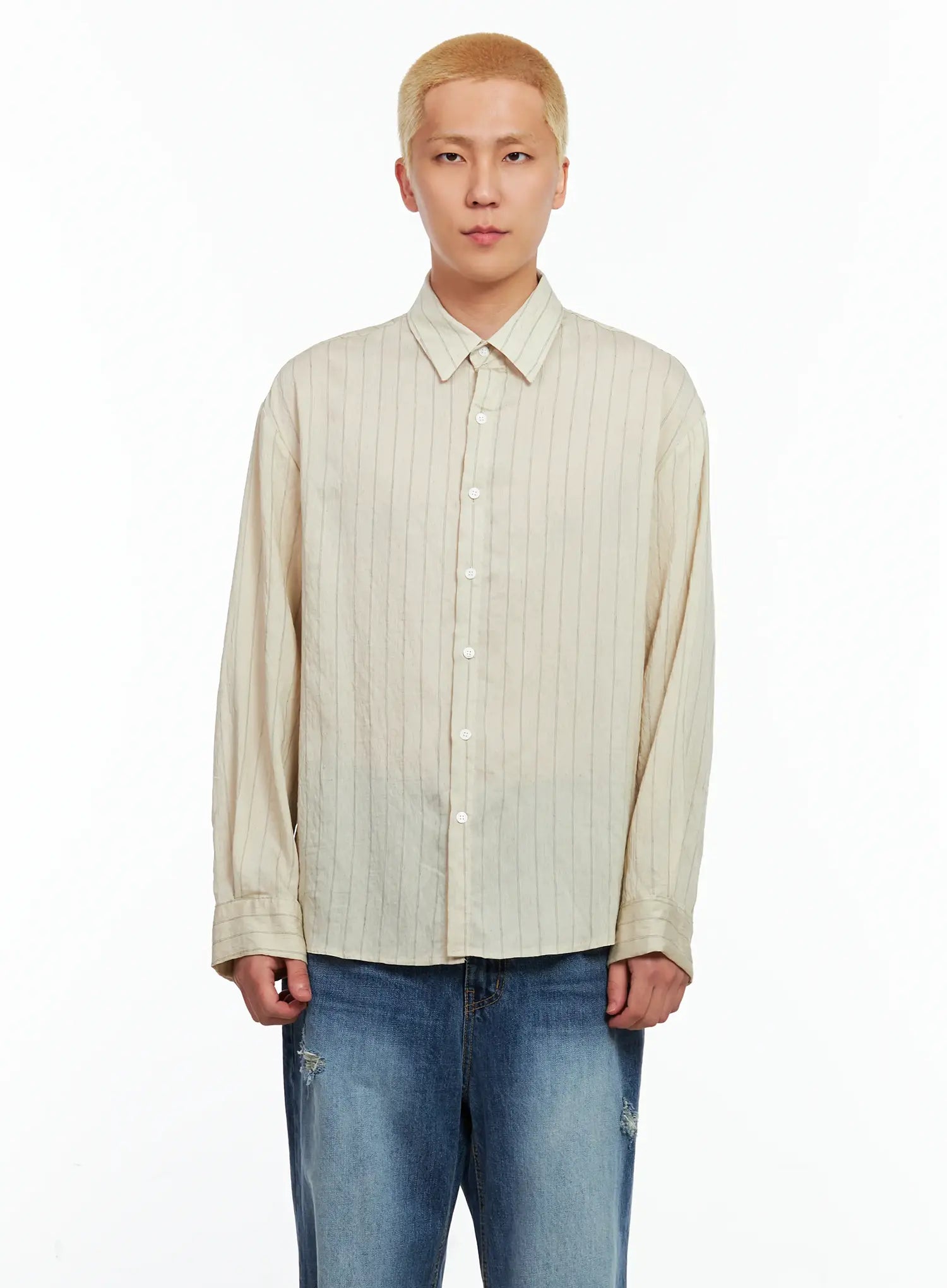 Men's Linen Button-Up Shirt IL514 Korean Men's Fashion LEWKIN