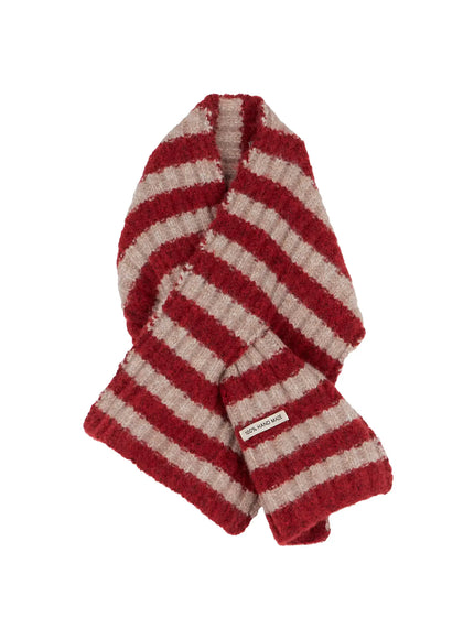 striped-knit-scarf-in513 / Red