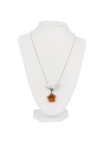 brown-star-pendant-chain-necklace-in510 / Silver