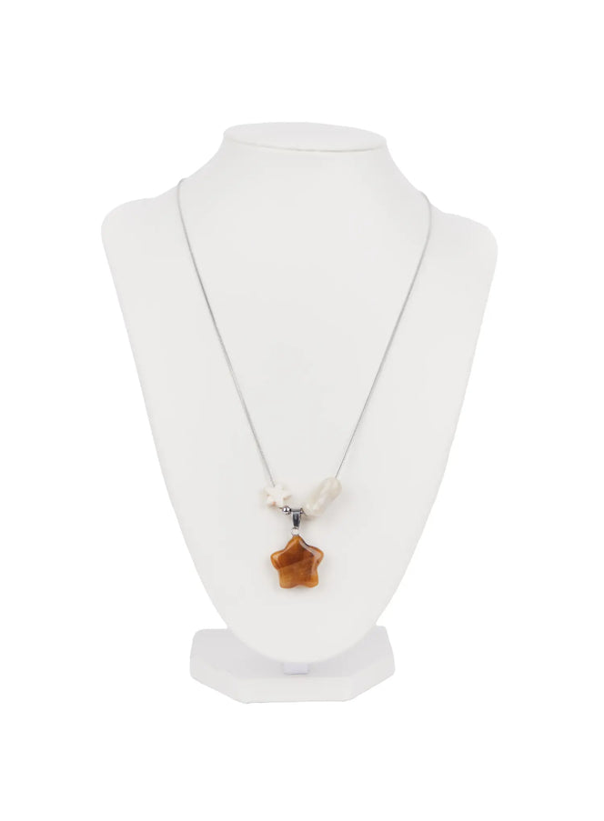 brown-star-pendant-chain-necklace-in510 / Silver