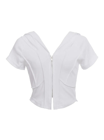 zip-up-cropped-hoodie-tee-ic503 / White