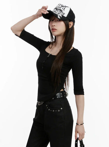 half-sleeve-square-neck-ribbed-top-ij516