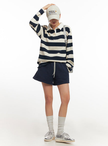 Stripe Long Sleeve Polo Shirt IM514