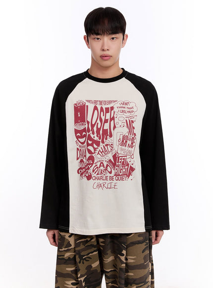 Men's Raglan Graphic Cotton Long Sleeve Tee IM512