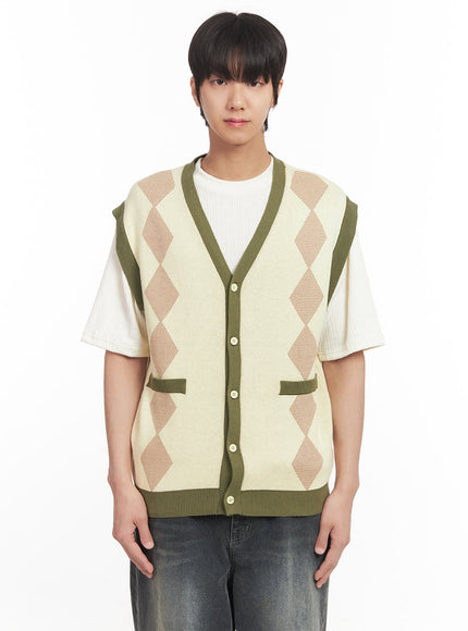 Men's Argyle V-Neck Sweater Vest IA511