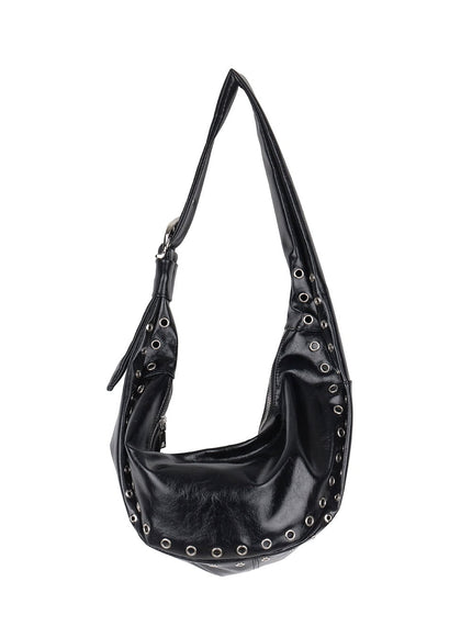 Faux Leather Eyelet Detail Shoulder Bag CF514