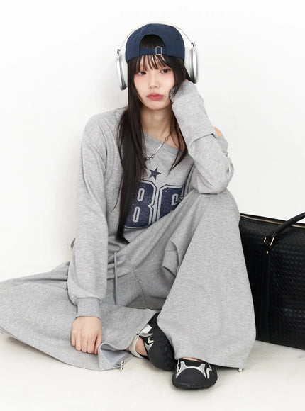 86 Sporty Off-Shoulder Sweatshirt IM530