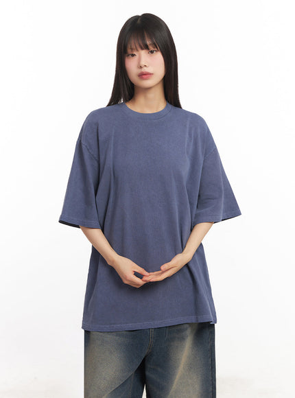 essential-cotton-canvas-oversize-t-shirt-iy502 / Blue