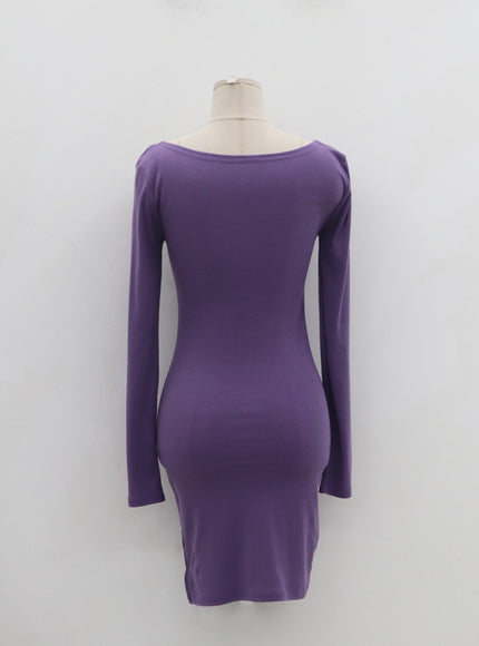 Square Neck Silver Color Hoop Mini Dress IN22