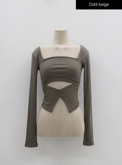 Sexy Square Neck Front Hole Top IN22