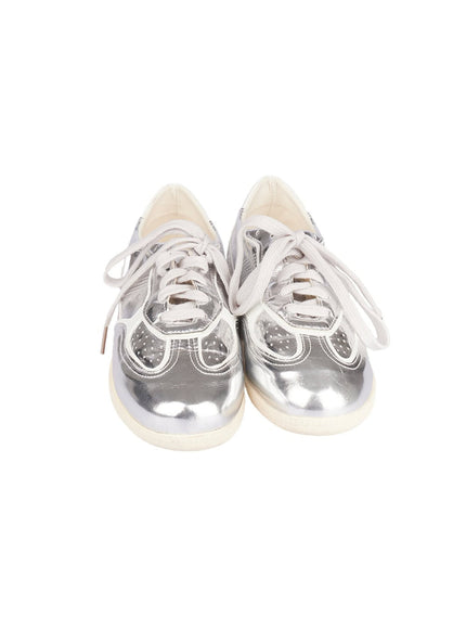 Silver Faux Leather Sneakers IM514