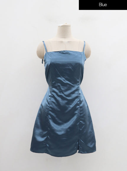 Satin Slit Sleeveless Mini Dress ID30
