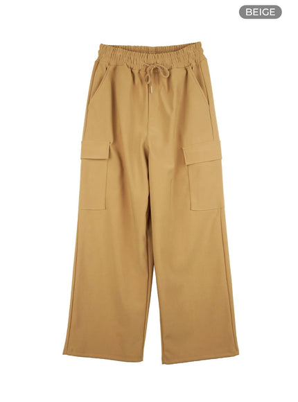 mens-wide-fit-cargo-pocket-pants-io428 / Beige
