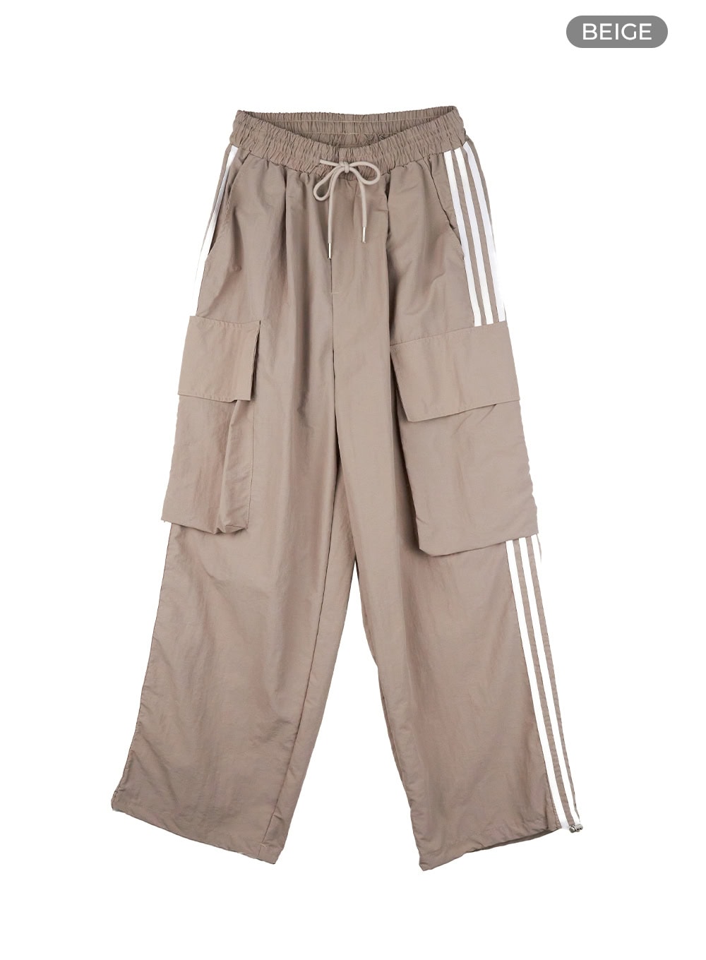 nylon-cargo-string-track-pants-il419 / Beige