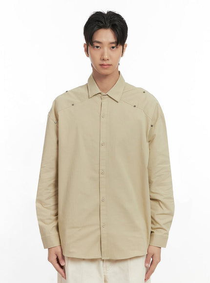 mens-classy-collar-buttoned-shirt-id406 / Beige
