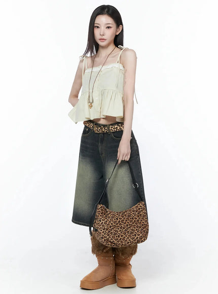 lace-trim-ruffle-blouse-iy526 / Beige