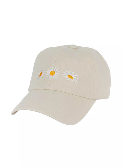 daisy-embroidered-baseball-cap-im506 / Beige