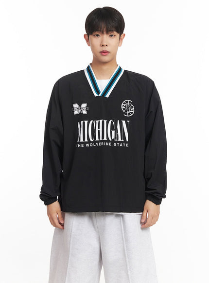 Men's Graphic V-Neck Windbreaker Sweatshirt  IM528