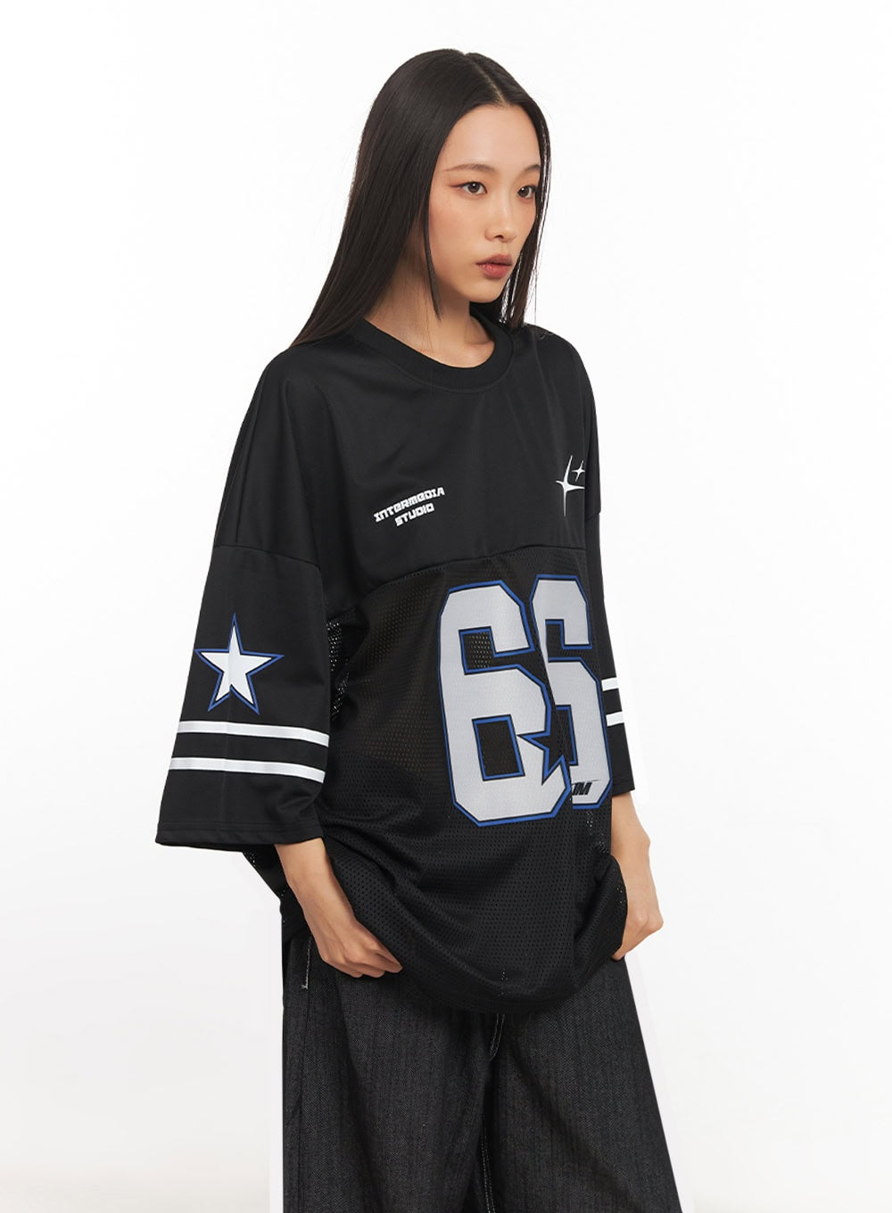 Oversized Mesh Graphic Tee IA504
