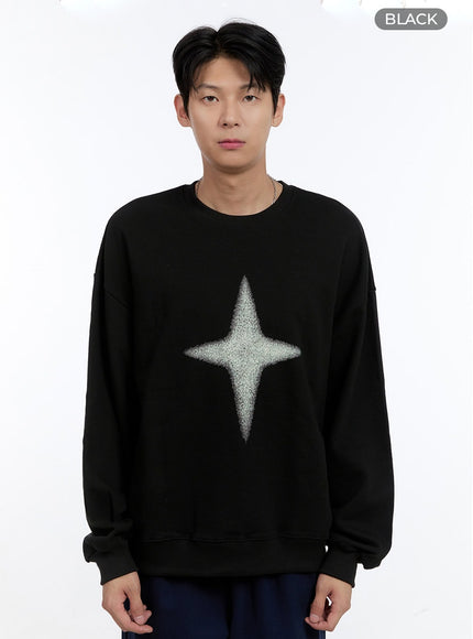 mens-cozy-cotton-crewneck-sweatshirt-ig428 / Black