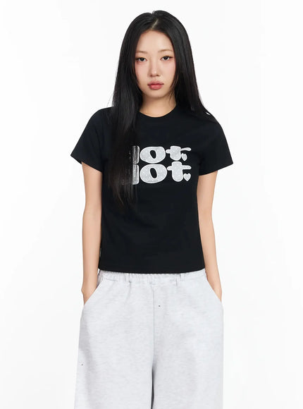 Polka Dot Graphic Crop Top IA507