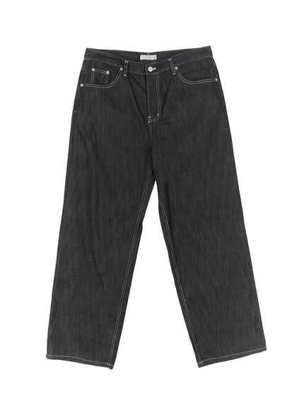 mens-stitched-straight-fit-jeans-ia510 / Black