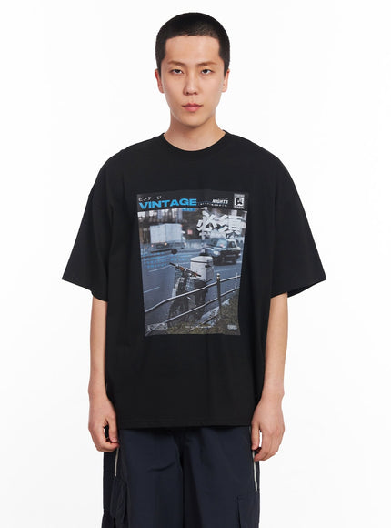 mens-vintage-graphic-t-shirt-iu512 / Black