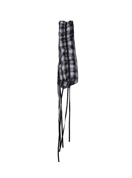 plaid-layered-wrap-mini-skirt-co516 / Black