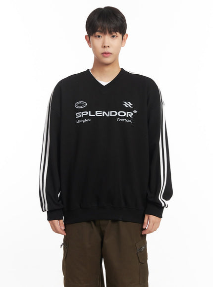 mens-v-neck-graphic-sweatshirt-im528 / Black