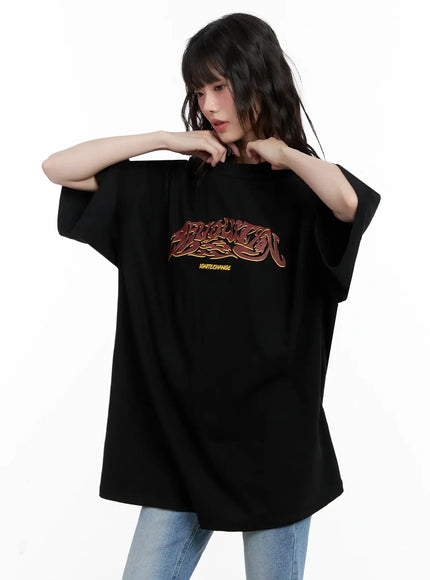 Oversized Statement Graphic T-Shirt IL528