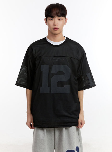 Men's Oversized Graphic Mesh T-Shirt IA504