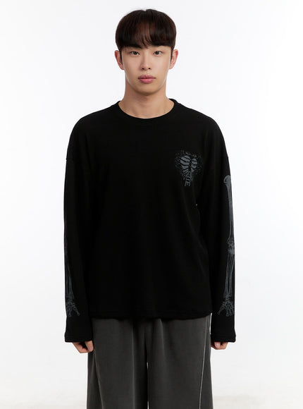 Men's Skeleton Graphic Long Sleeve Top IA504