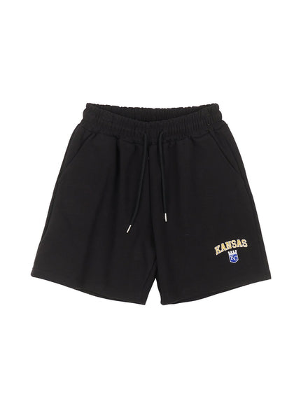 mens-embroidered-cotton-sweatshorts-ia518 / Black