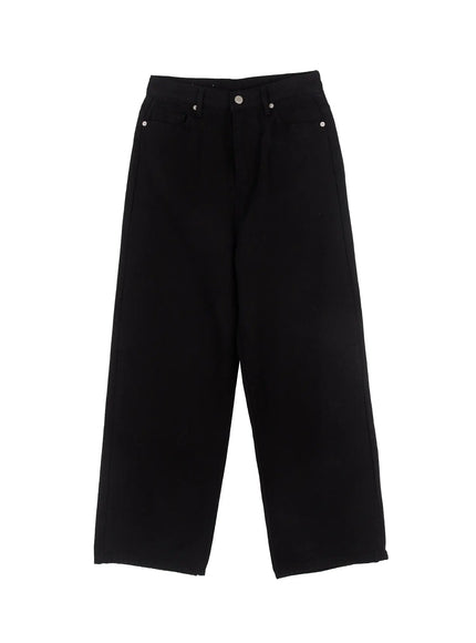 cielo-fleece-lined-wide-leg-jeans-ij529 / Black